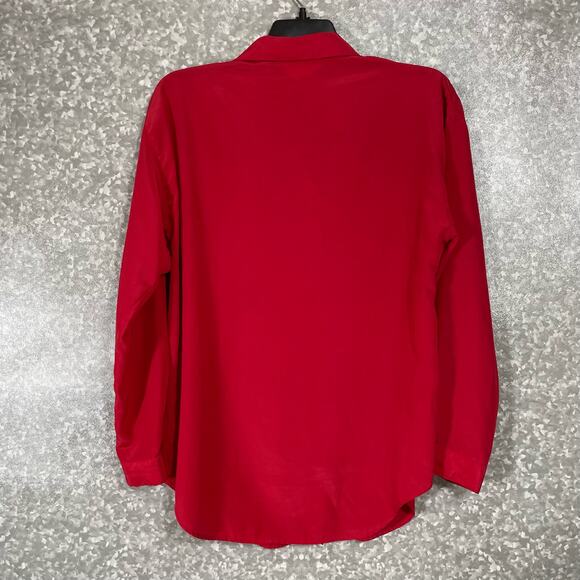 Susan Hutton Vintage 1980s Women's Red Floral Button Up Blouse - Size 10 - Retro - Picture 6 of 6